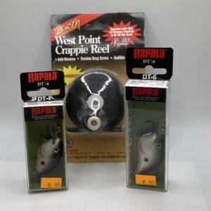 Rapala Fishing Lures and West Point Crappie Reel Set